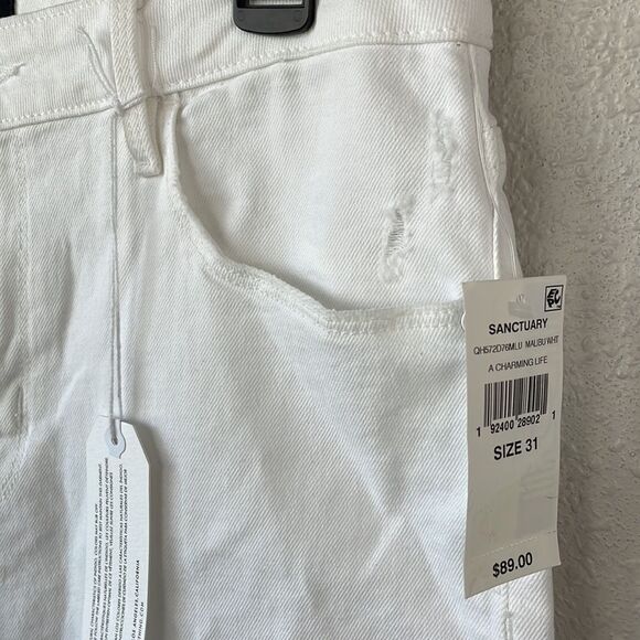 NWT Sanctuary White Denim Distressed Shorts Sizes 27, 29, 30, 31, 32 - Picture 3 of 7
